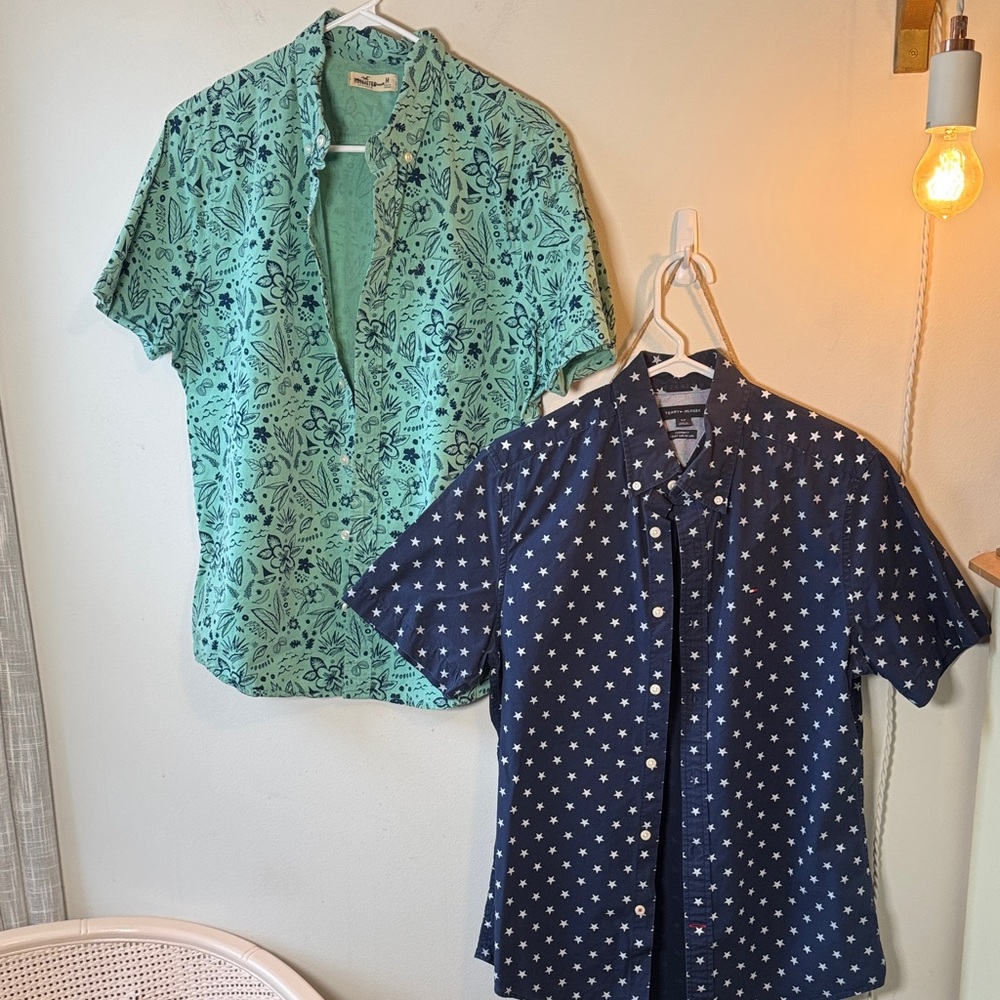 EUC Men's Short Sleeve Button Up Cotton Shirts M
